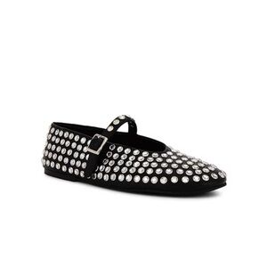 Black Mary Jane Flats with Silver Studs